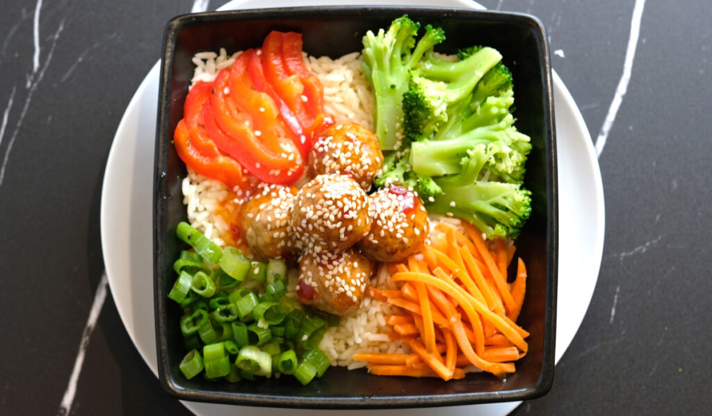 Thai Chili Meatball Rice Bowls