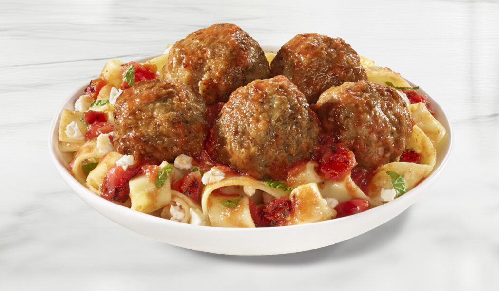 Angus Meatballs with Pappardelle and Roasted Tomato