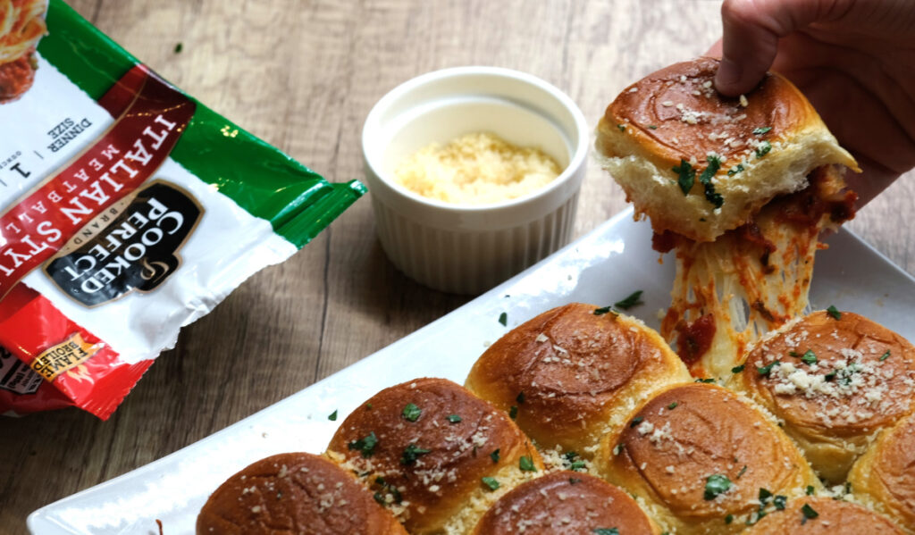 Sheet Pan Pull Apart Garlic Bread Meatball Sliders